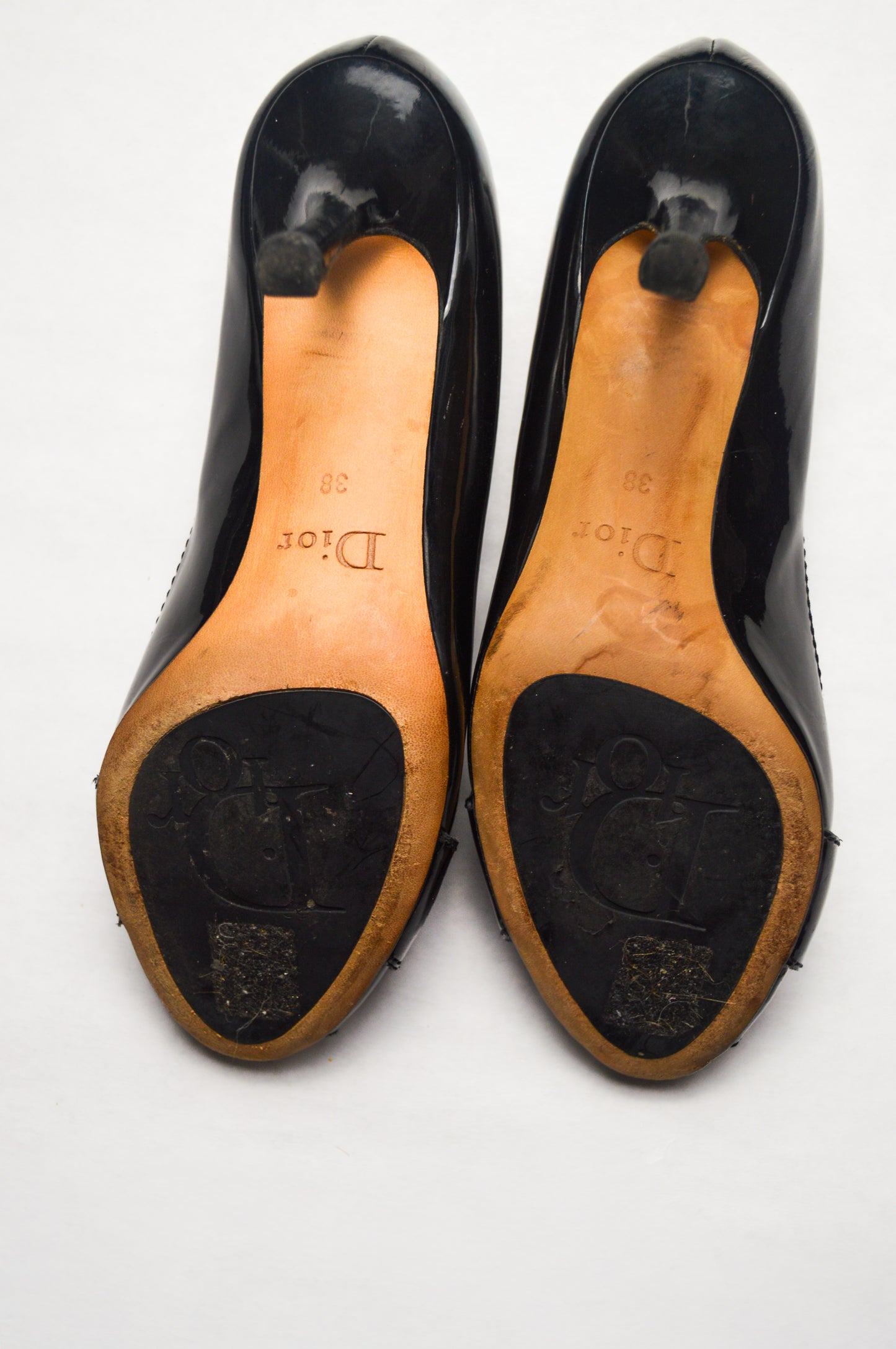 Peep Toe Christian Dior Leather Logo Pumps