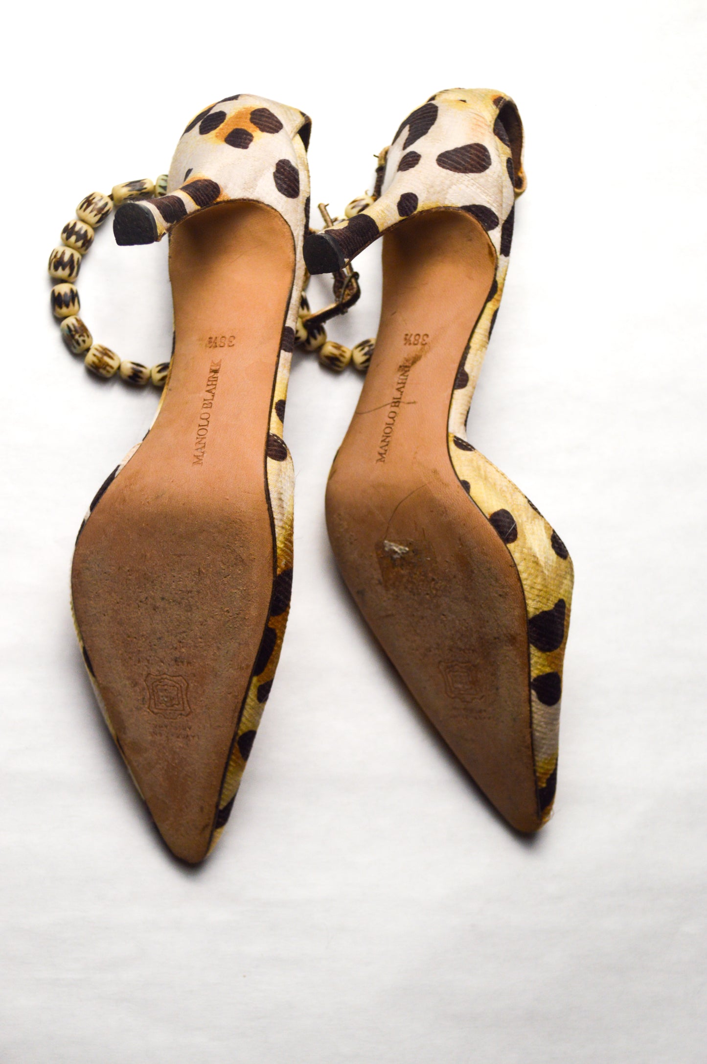 Manolo Blahnik Brown Spotted Animal Print Stiletto Heel