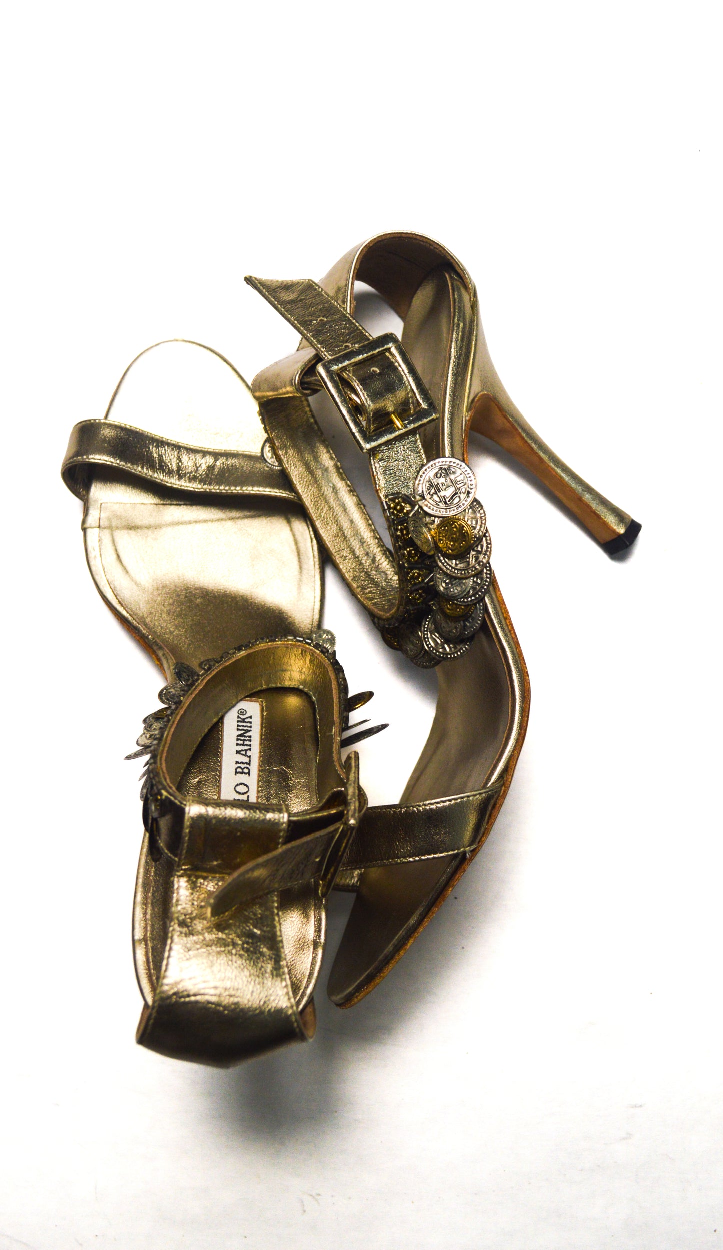 Gold and Silver Coin Manolo Blahnik Heels