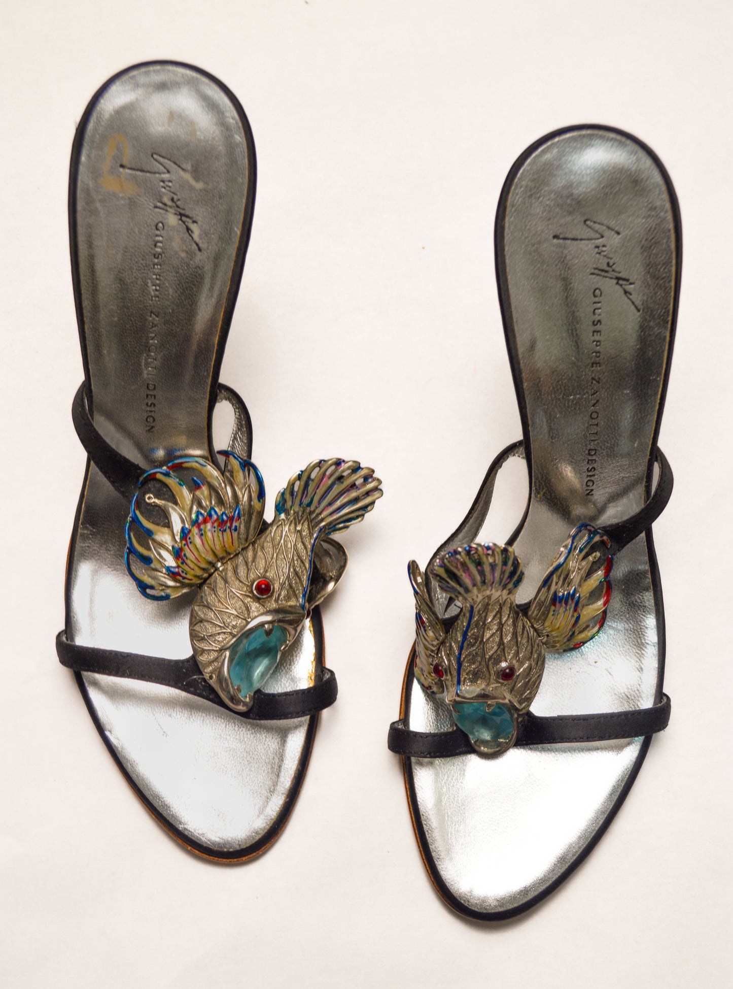 Giuseppe Zanotti Iconic Silver Fish Sandal Heels