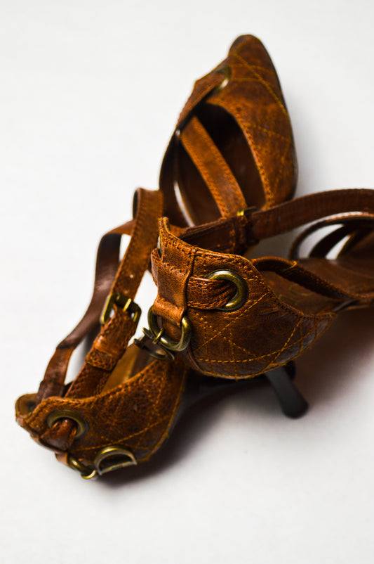 Christian Dior Brown Quilted Leather D'Orsay Pumps With Hanging Letters