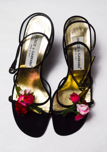 Vintage Dolce & Gabbana Kiera Flower Bouquet Heel Sandals