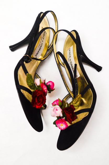 Vintage Dolce & Gabbana Kiera Flower Bouquet Heel Sandals