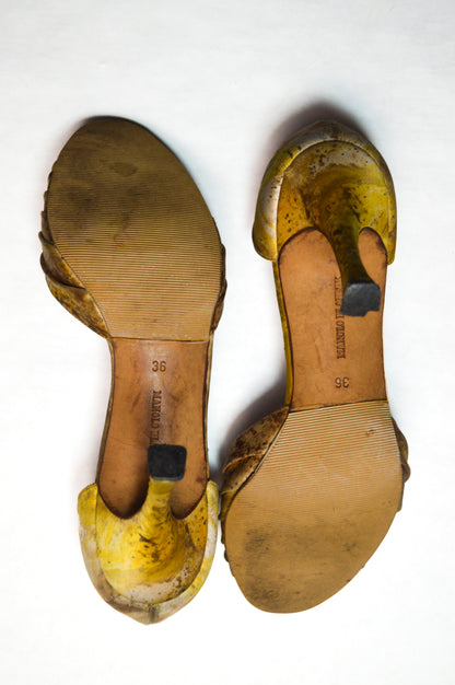 Gold Spotted Manolo Blahnik With Crystal Embellished Heels