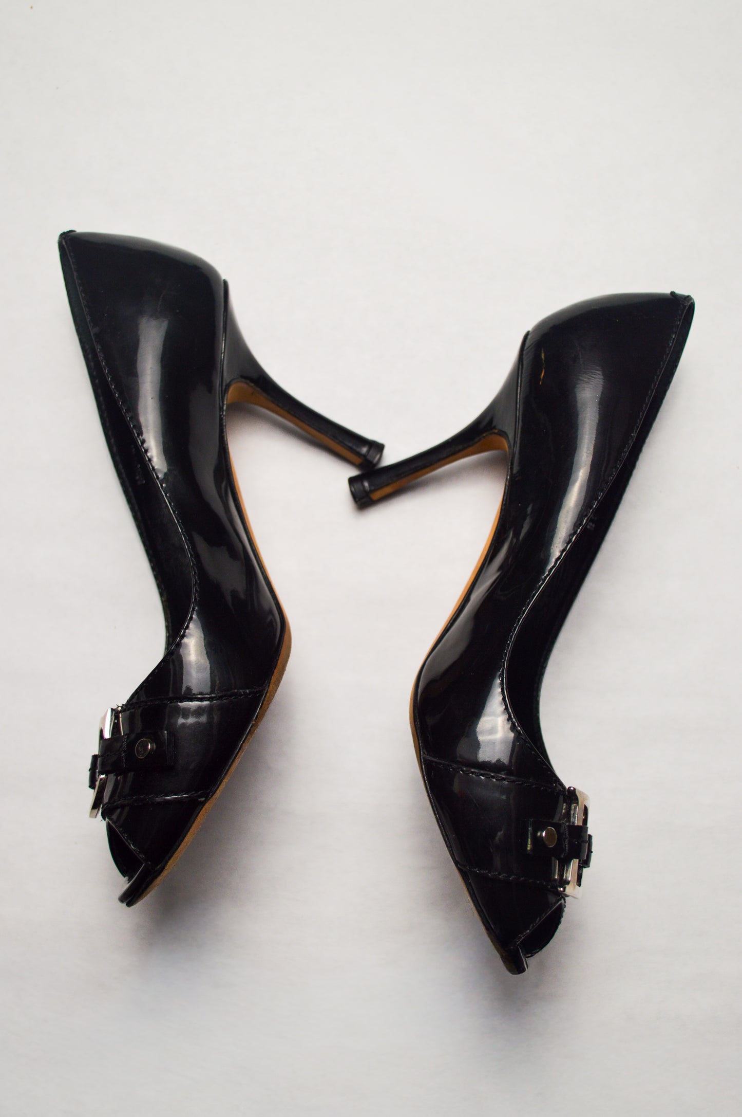 Peep Toe Christian Dior Leather Logo Pumps