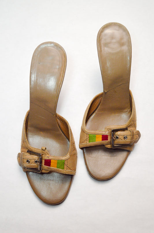 Rasta Christian Dior Cannage Canvas & Leather Buckle Mule S/S 2004