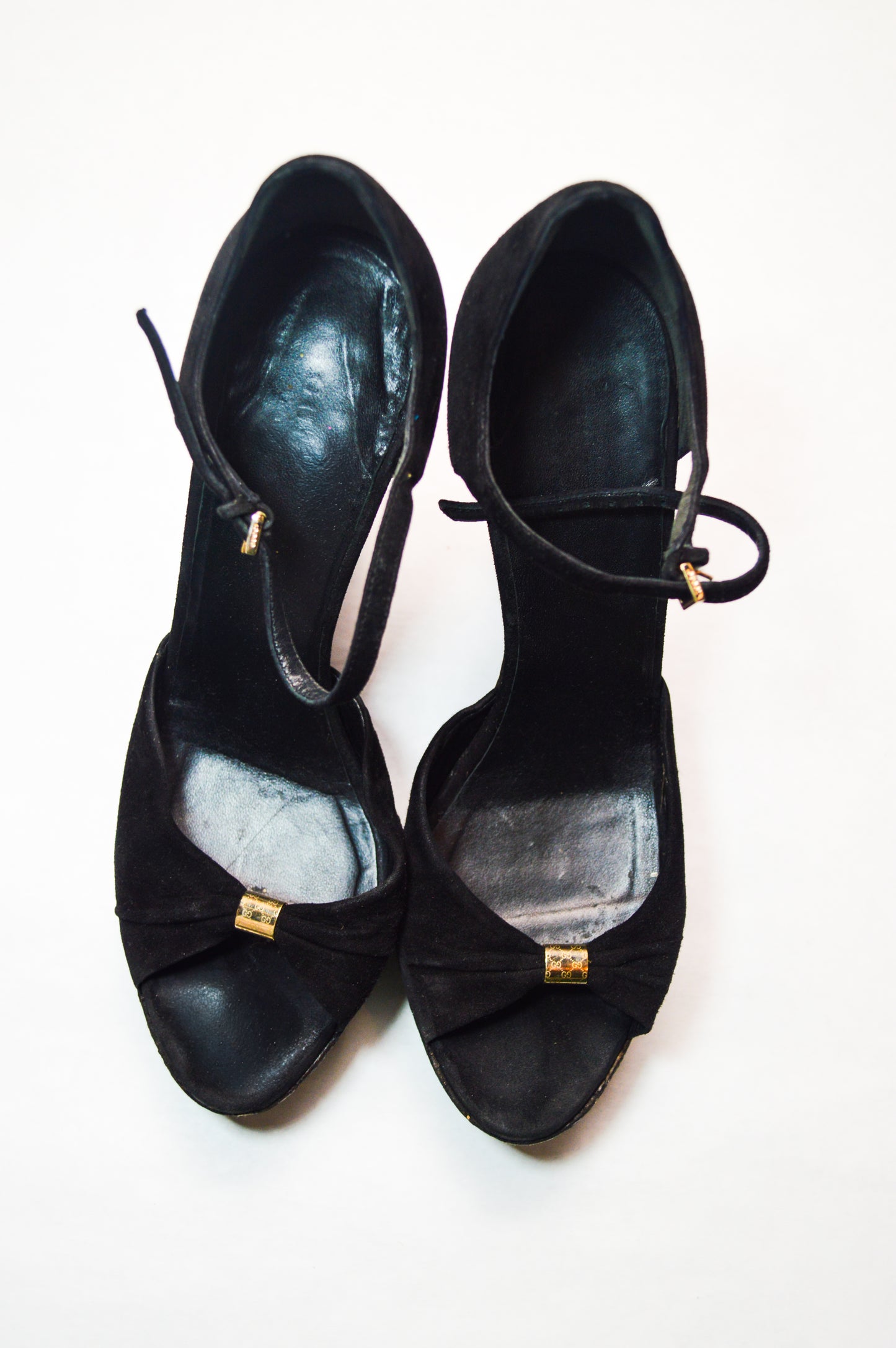 Gucci Cork Wedge Black Suede Heels