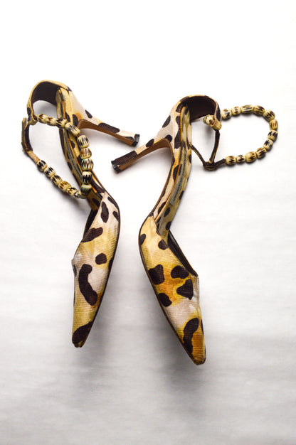 Manolo Blahnik Brown Spotted Animal Print Stiletto Heel