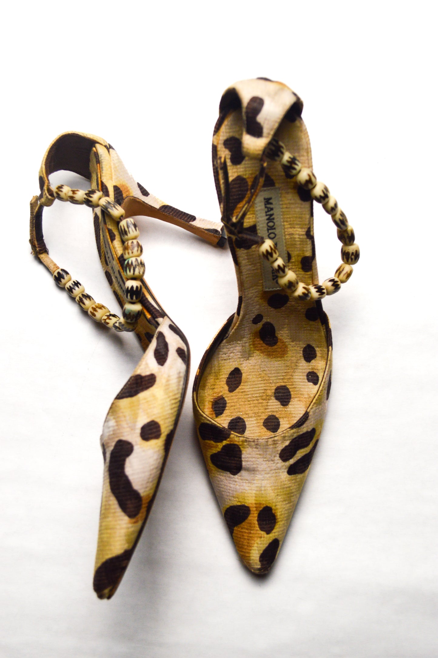 Manolo Blahnik Brown Spotted Animal Print Stiletto Heel