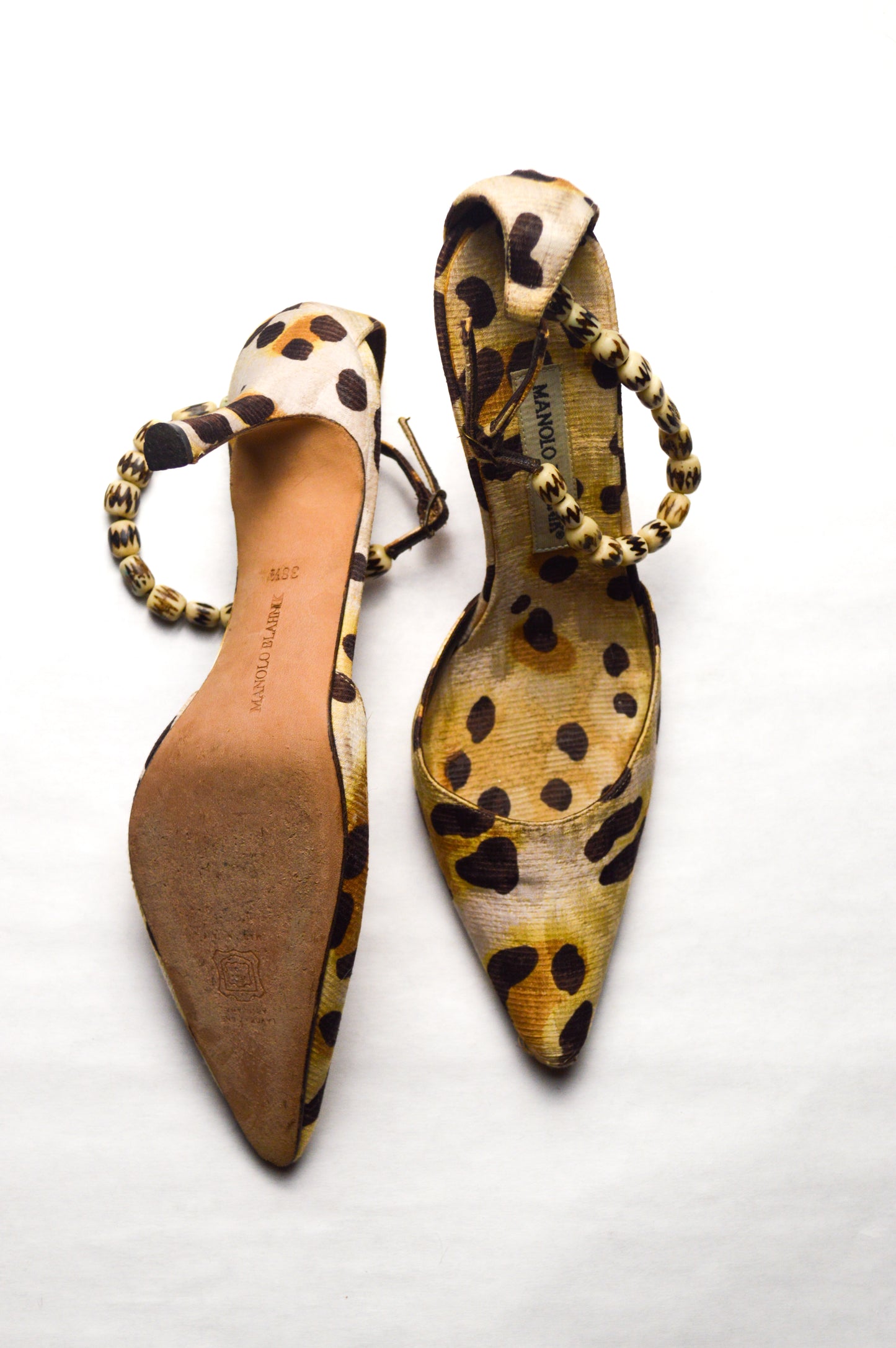 Manolo Blahnik Brown Spotted Animal Print Stiletto Heel