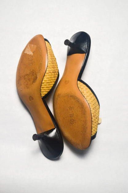 Moschino Cheap and Chic Woven Raffia Fruit Heels