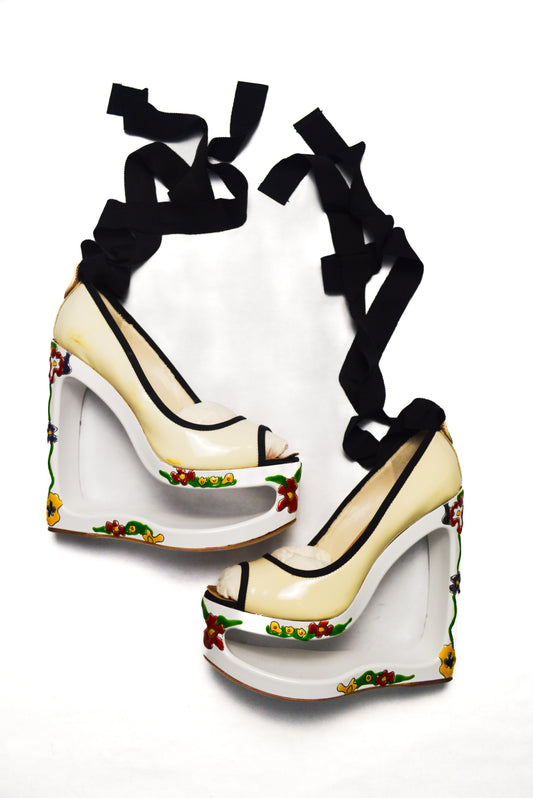 Rare Giuseppe Zanotti Floral Heritage Motif Heels