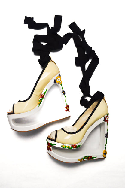 Rare Giuseppe Zanotti Floral Heritage Motif Heels