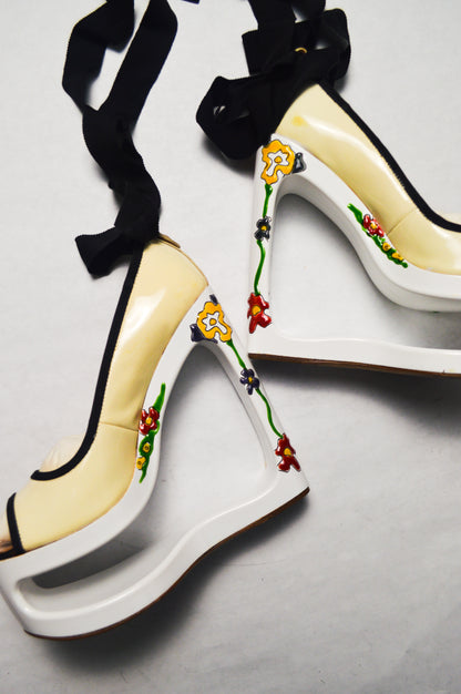 Rare Giuseppe Zanotti Floral Heritage Motif Heels