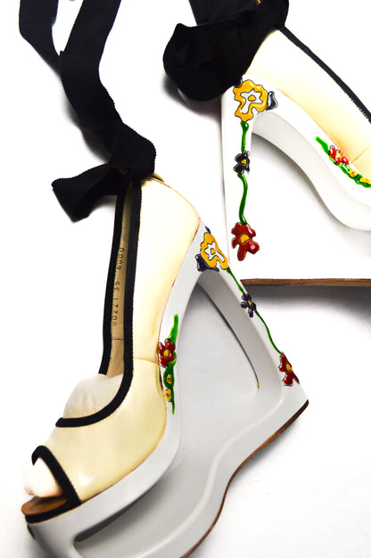 Rare Giuseppe Zanotti Floral Heritage Motif Heels