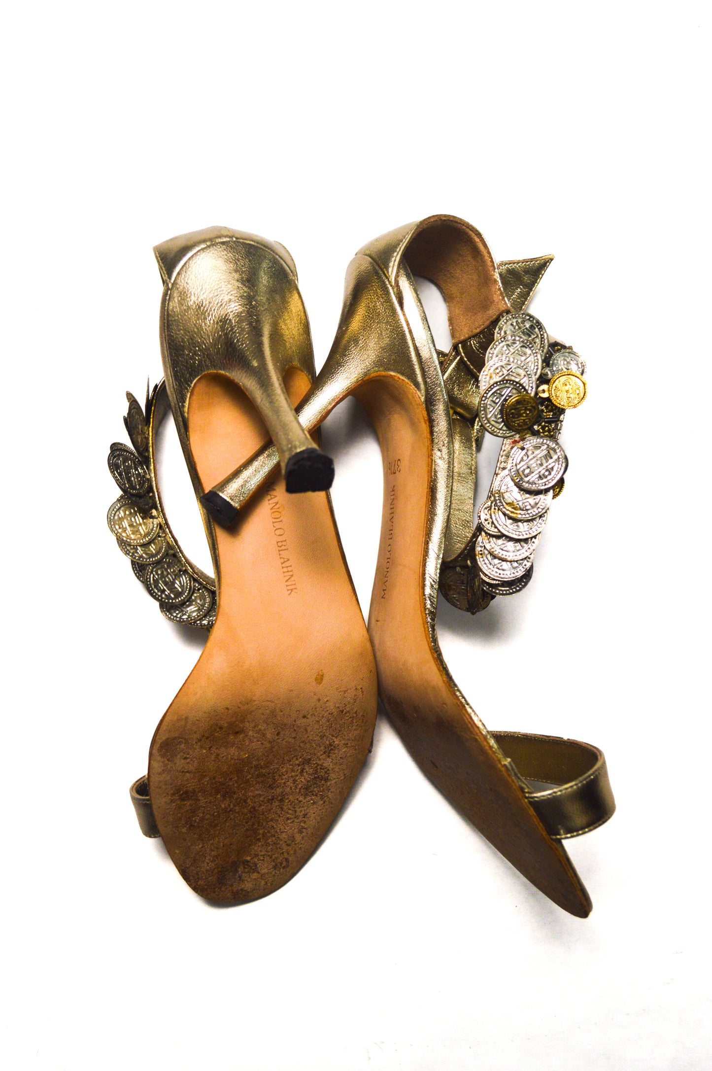 Gold and Silver Coin Manolo Blahnik Heels