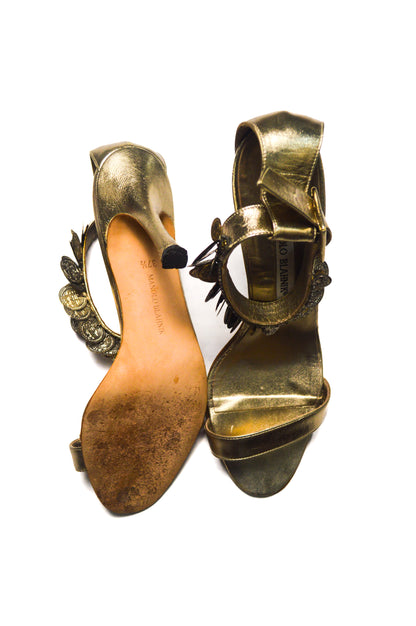 Gold and Silver Coin Manolo Blahnik Heels