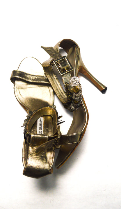 Gold and Silver Coin Manolo Blahnik Heels