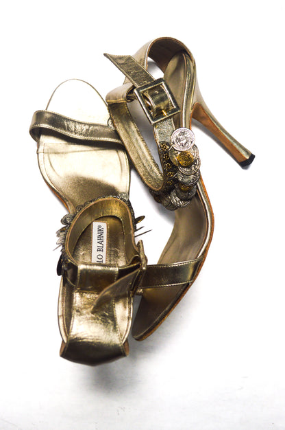 Gold and Silver Coin Manolo Blahnik Heels