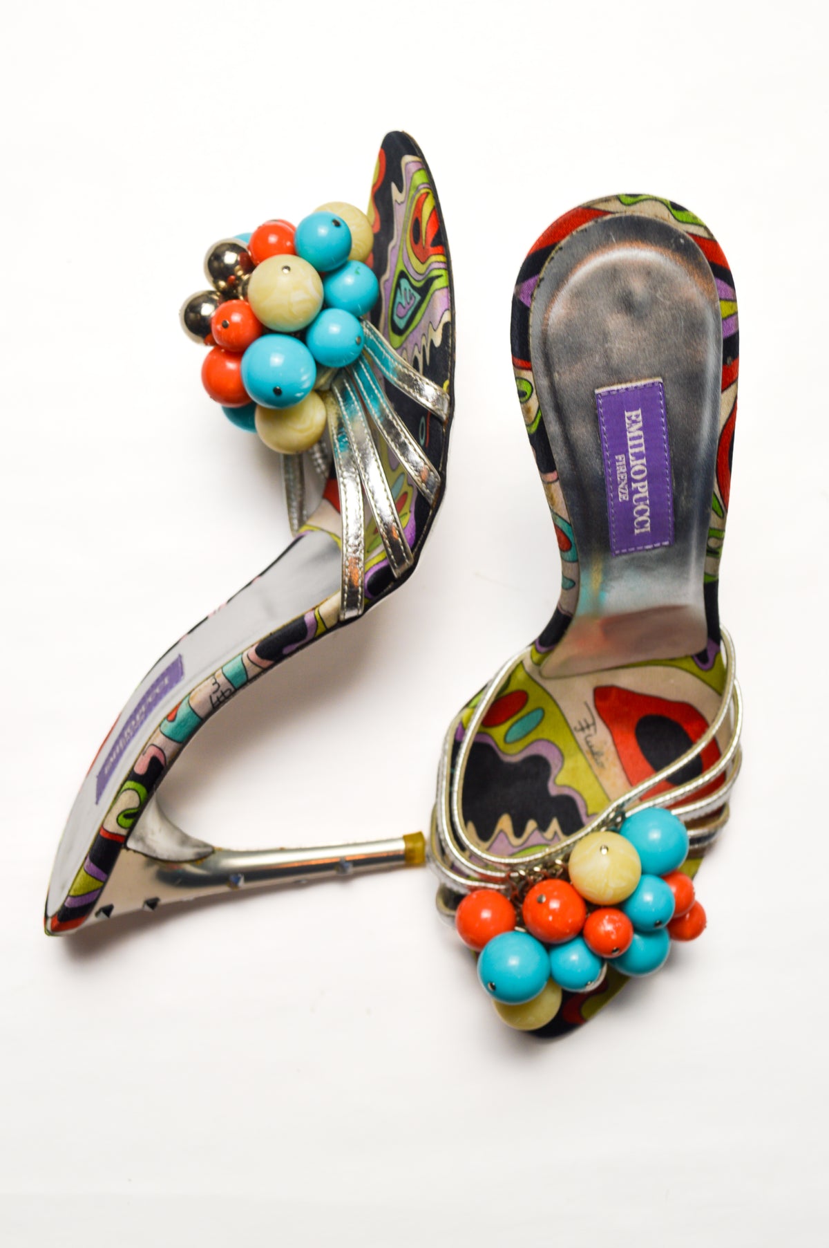 Emilio Pucci Multicolored Bead Embellished Pumps