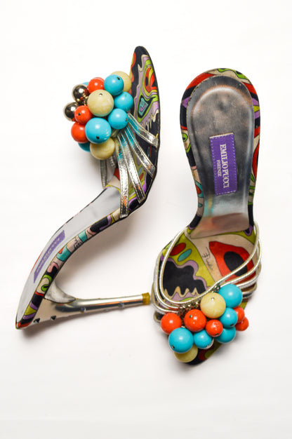 Emilio Pucci Multicolored Bead Embellished Pumps