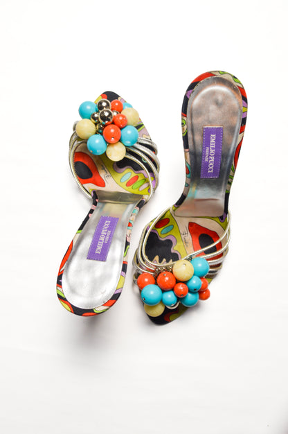 Emilio Pucci Multicolored Bead Embellished Pumps
