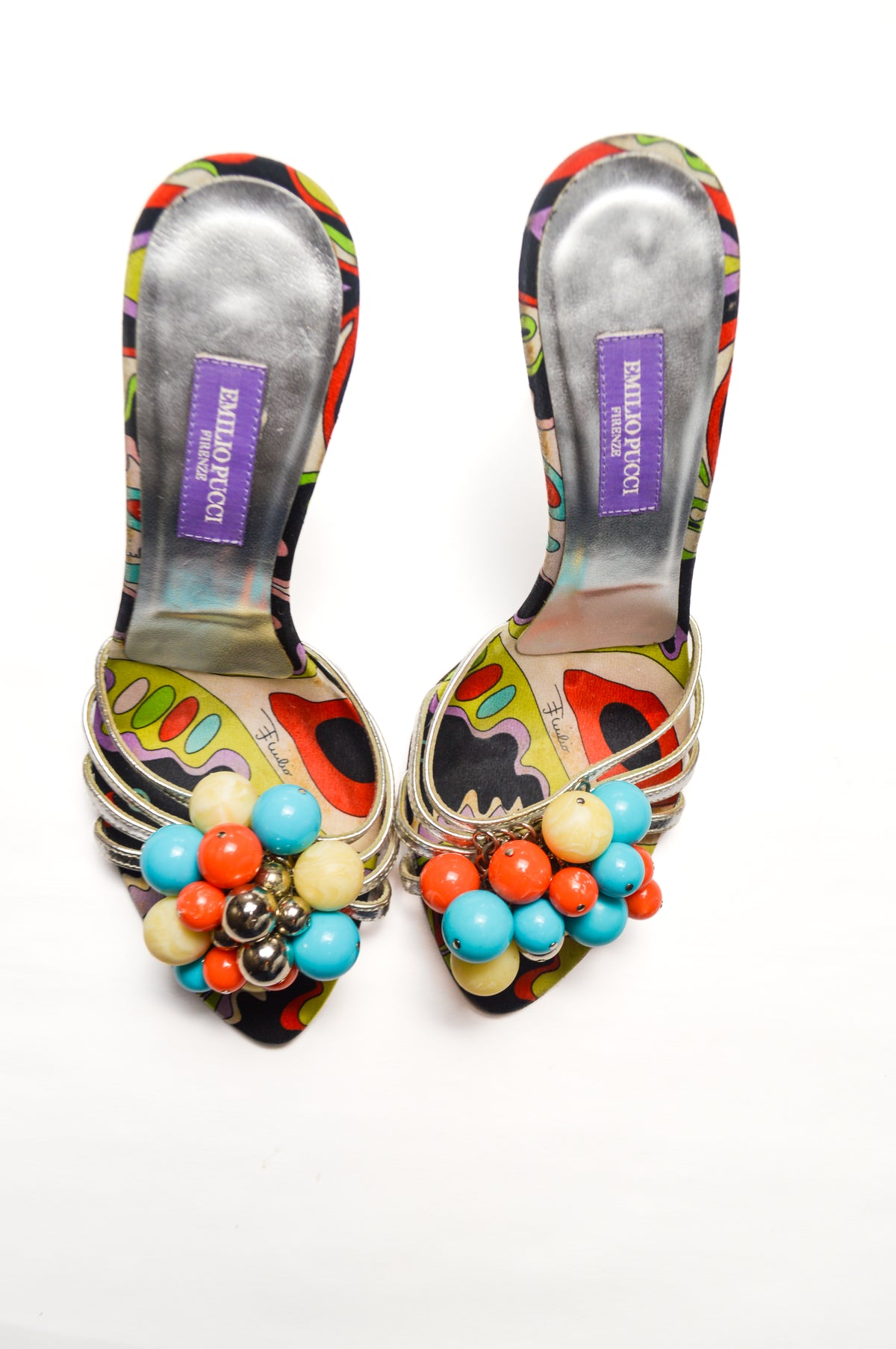 Emilio Pucci Multicolored Bead Embellished Pumps