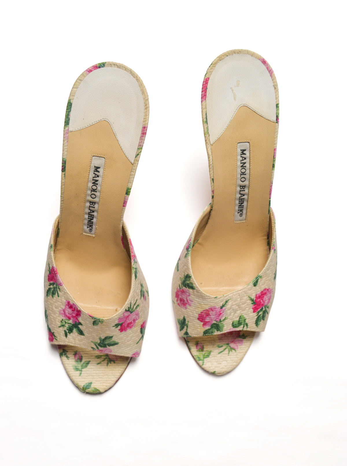 Vintage Manolo Blahnik Pink Floral Mules